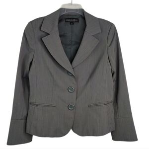 Lafayette 148 Gray Pin Stripe Wool Blend Blazer Jacket Women's Size 8 Petite